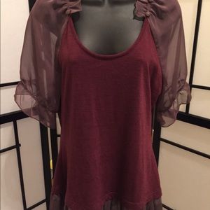 Short sleeve Burgundy boutique blouse